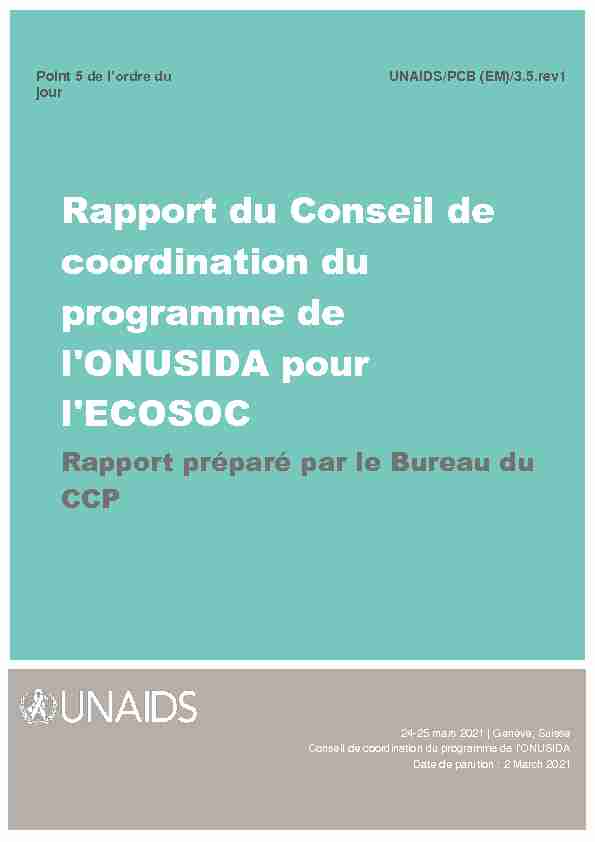 Rapport du Conseil de coordination du programme de lONUSIDA