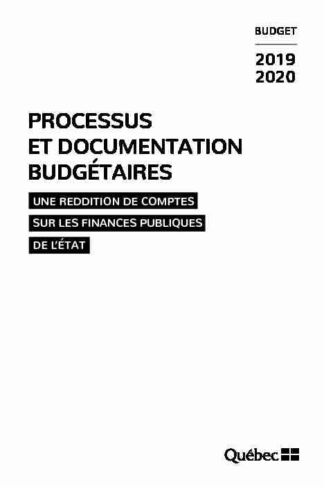 Budget 2019-2020 - Processus et documentation budgétaires : une