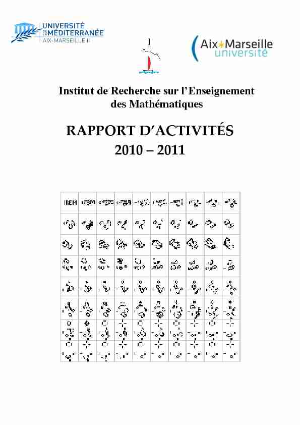 RAPPORT DACTIVITÉS 2010 – 2011
