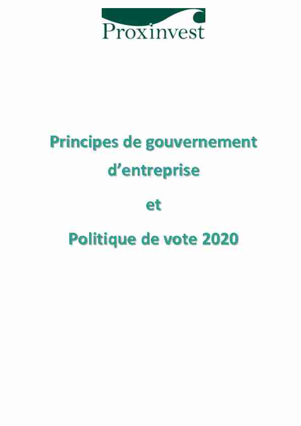 Principes de gouvernement dentreprise et Politique de vote 2020