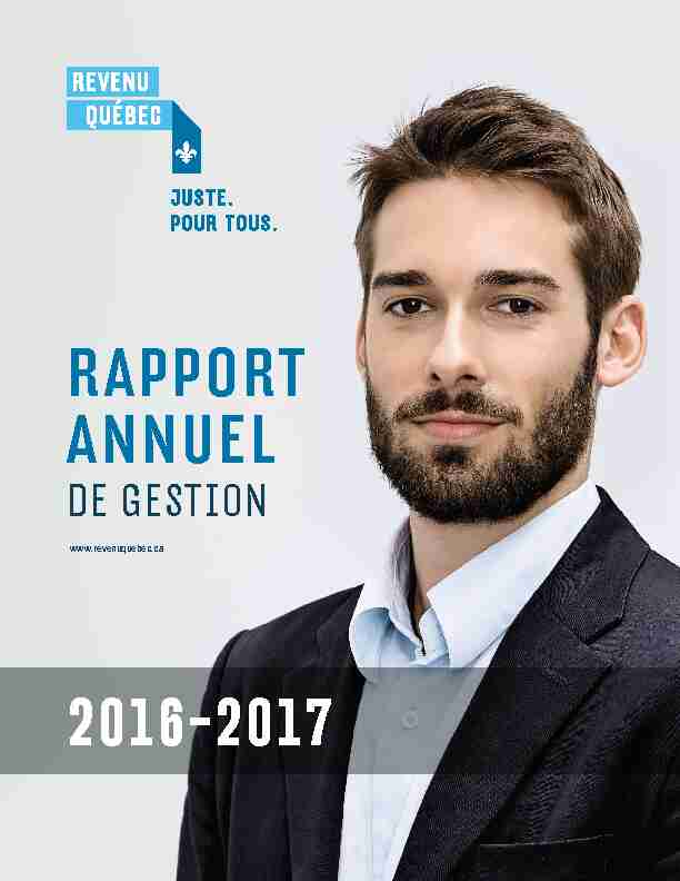 Rapport annuel de gestion 2016-2017 de Revenu Québec