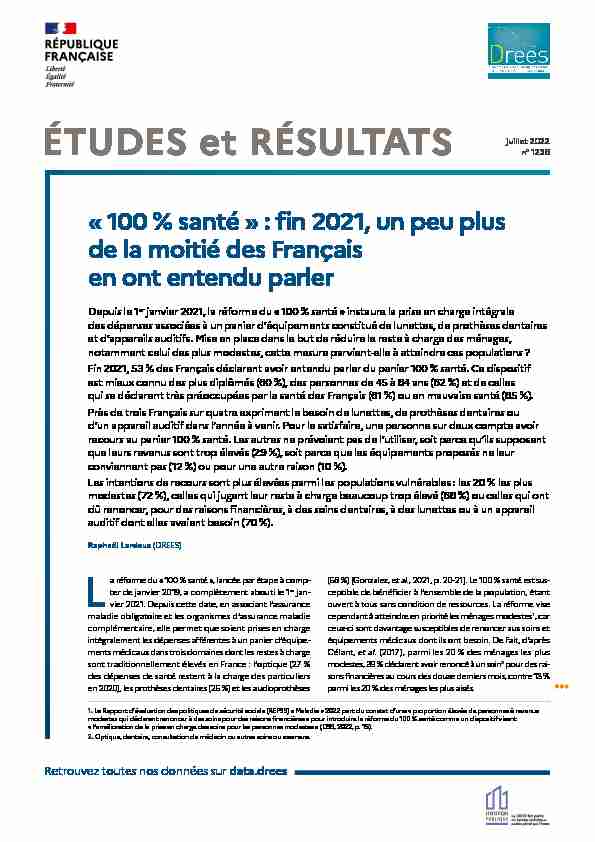 « 100 % santé » : fin 2021 un peu plus de la moitié des Français en