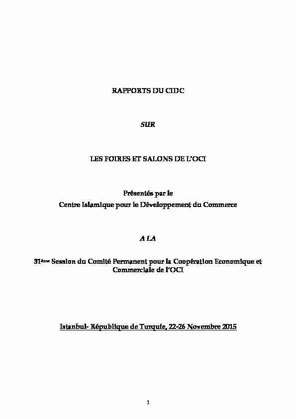 [PDF] Rapports du CIDC sur les Foires et Salons de lOCI - COMCEC