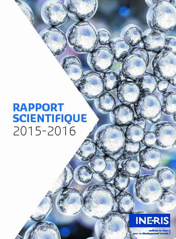 Rapport scientifique INERIS 2015-2016