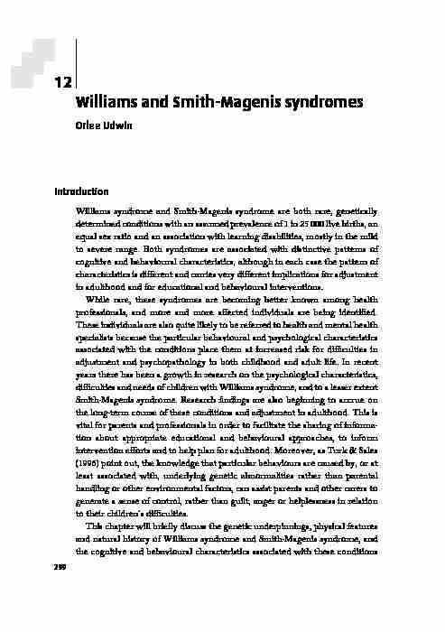 12 Williams and Smith-Magenis syndromes