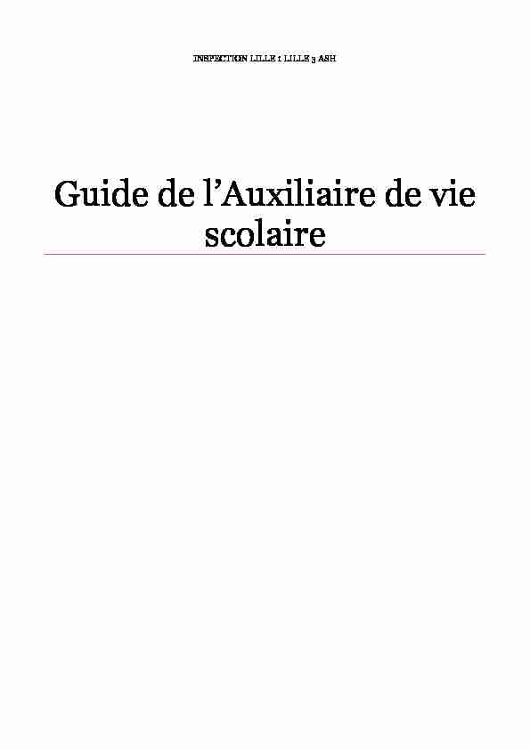 [PDF] Guide de lAuxiliaire de vie scolaire - Circonscription de Roubaix