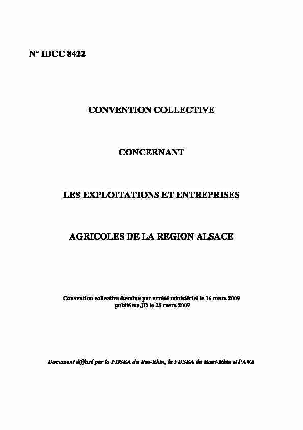 n° idcc 8422 convention collective concernant les exploitations et