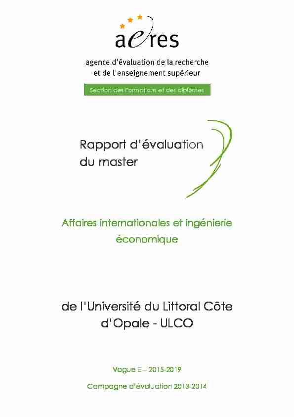 [PDF] Evaluation du master Affaires internationales et ingénierie