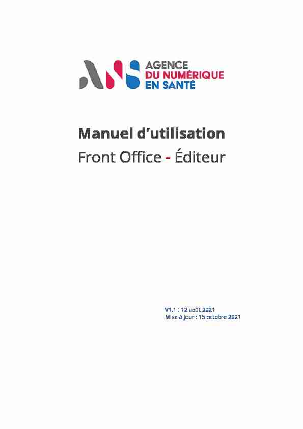 Manuel dutilisation - Front Office - Éditeur