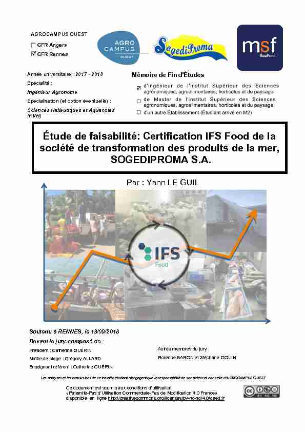 Étude de faisabilité: Certification IFS Food de la société de