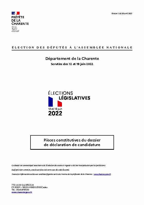 Département de la Charente Pièces constitutives du dossier de