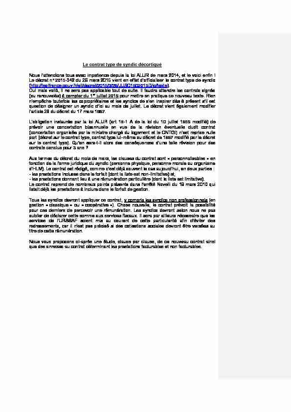 [PDF] Contrat type de Syndic - Association Nationale de la copropriété et