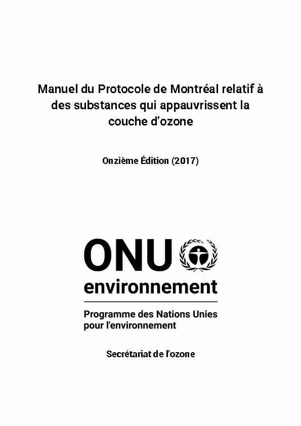 Manuel du Protocole de Montréal relatif à des substances qui