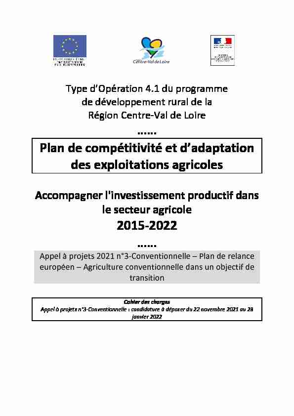 …… Plan de compétitivité et dadaptation des exploitations agricoles