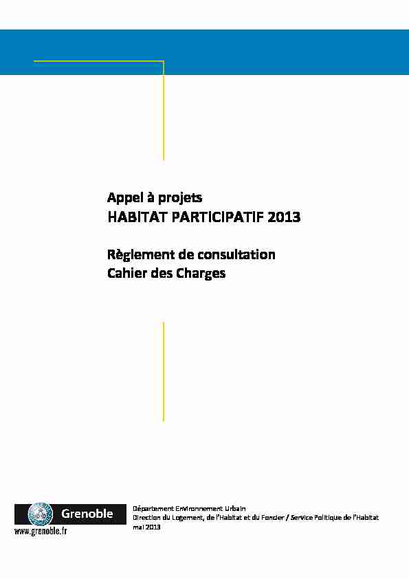 Appel à projets HABITAT PARTICIPATIF 2013