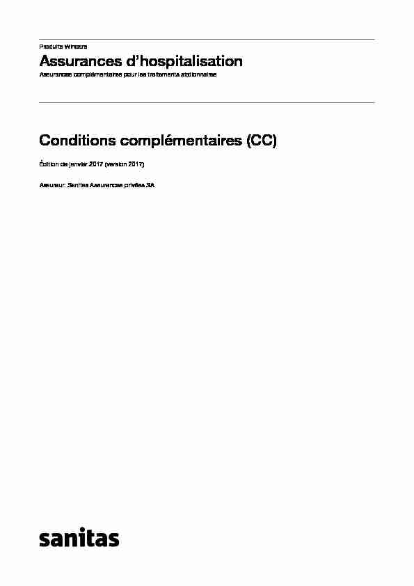 [PDF] Conditions complémentaires des assurances dhospitalisation