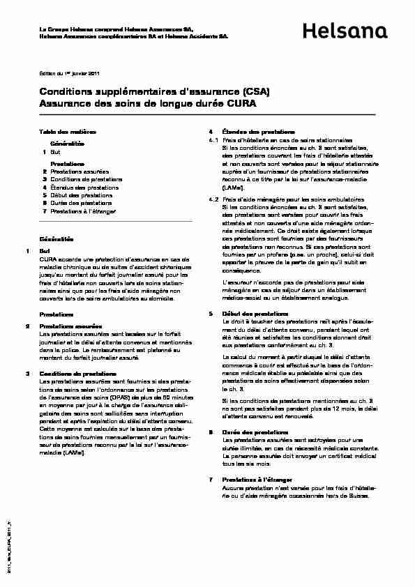 [PDF] CURA assurance des soins de longue durée - Helsana