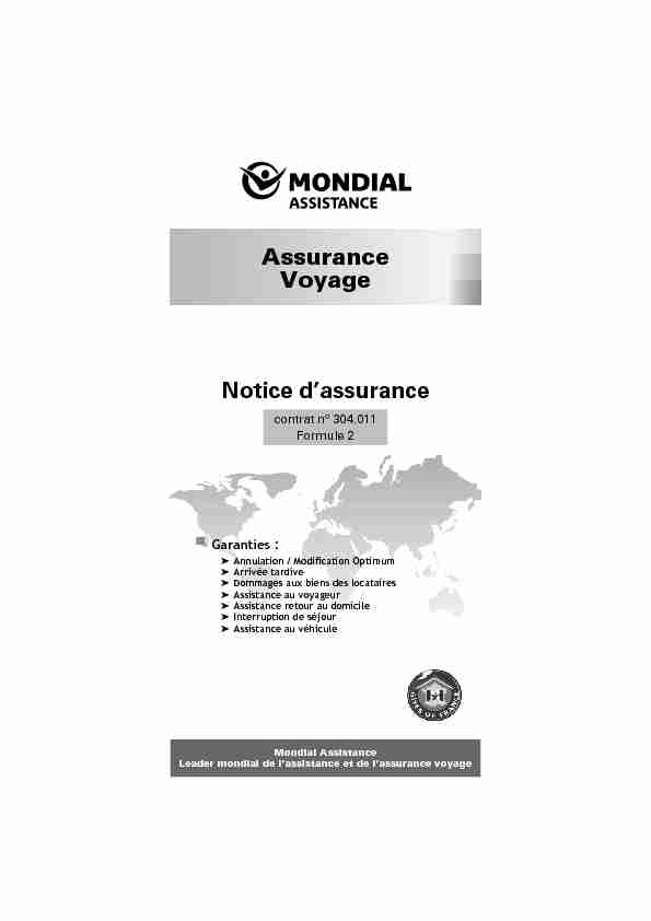 [PDF] Assurance Voyage Notice dassurance - Gites de France – Gironde
