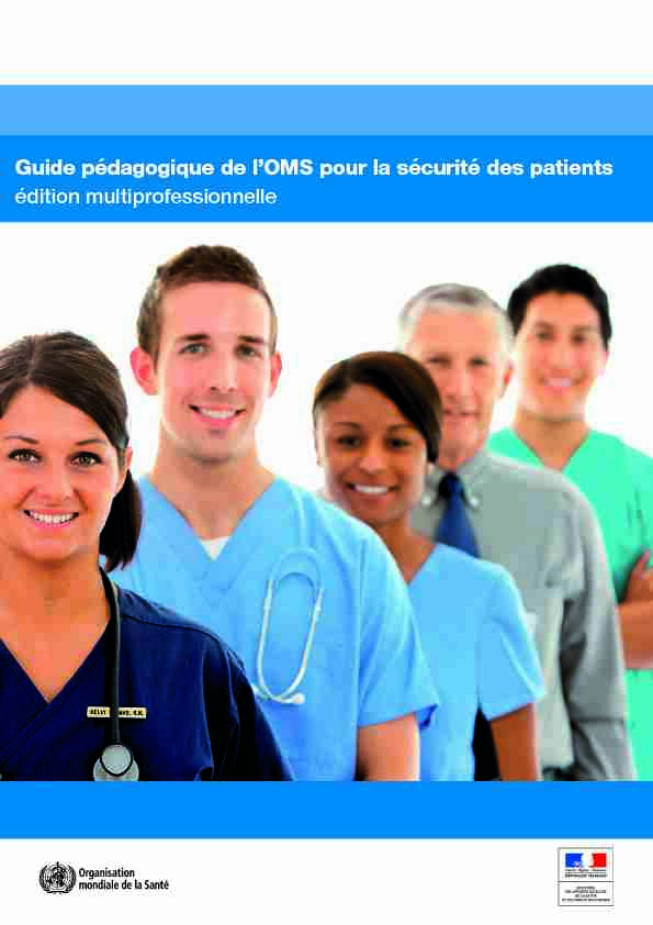 Guide pédagogique de lOMS pour la sécurité des patients - édition