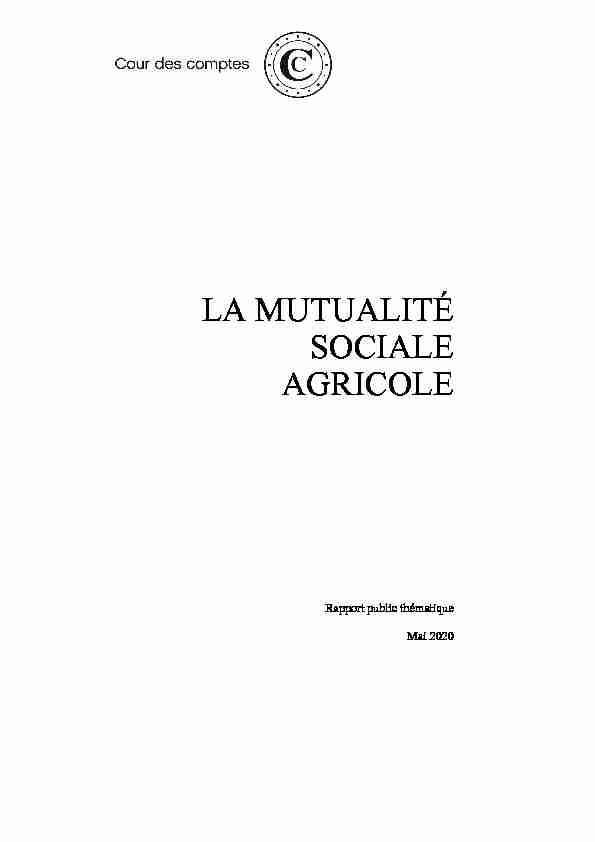 Rapport thématique La Mutualité sociale agricole