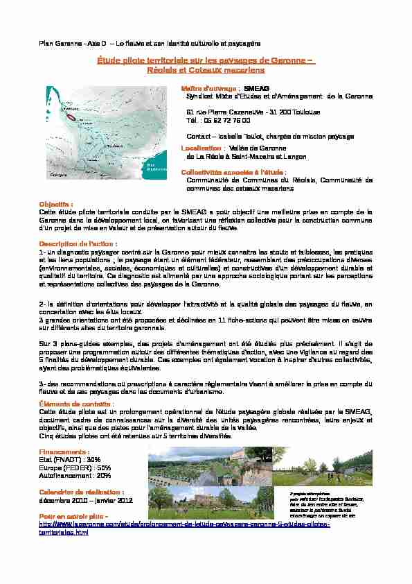 Étude pilote territoriale sur les paysages de Garonne – Réolais et