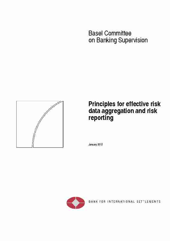 Basel Committee on Banking Supervision Principles for effective risk