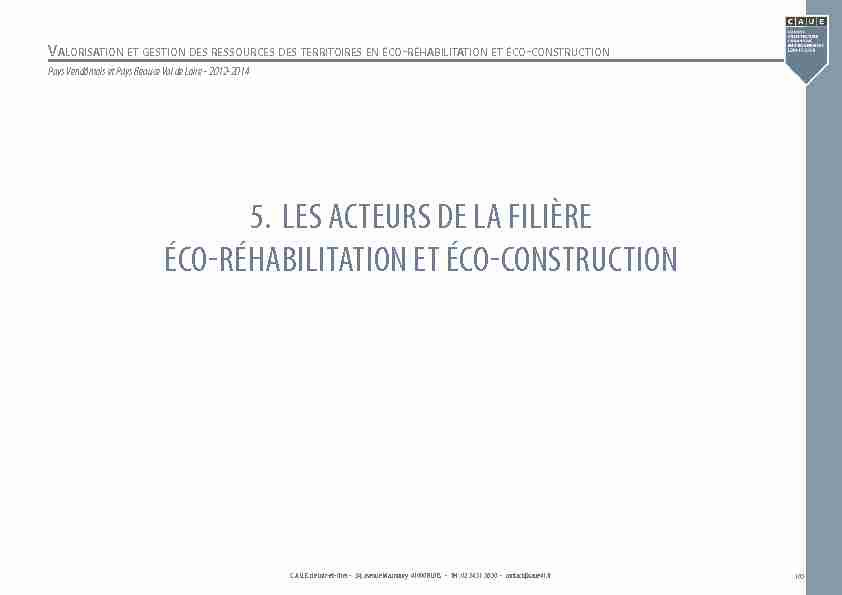 [PDF] Les acteurs de la filière éco-réhabilitation et éco-construction