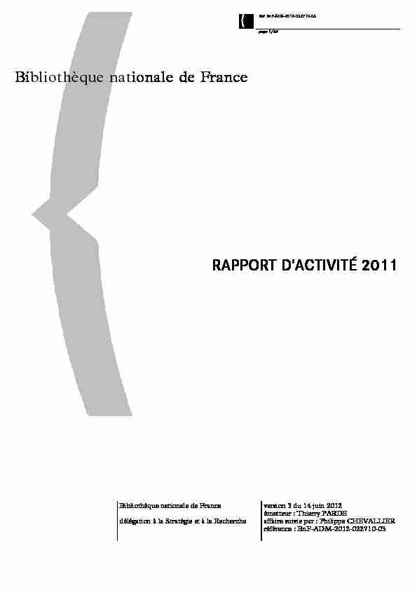 Rapport dactivité 2011 - BnF