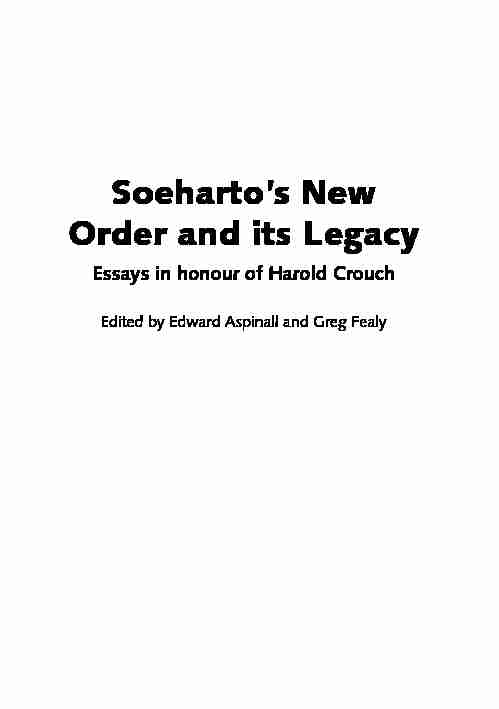 Soehartos New Order and its Legacy: Essays in honour of Harold