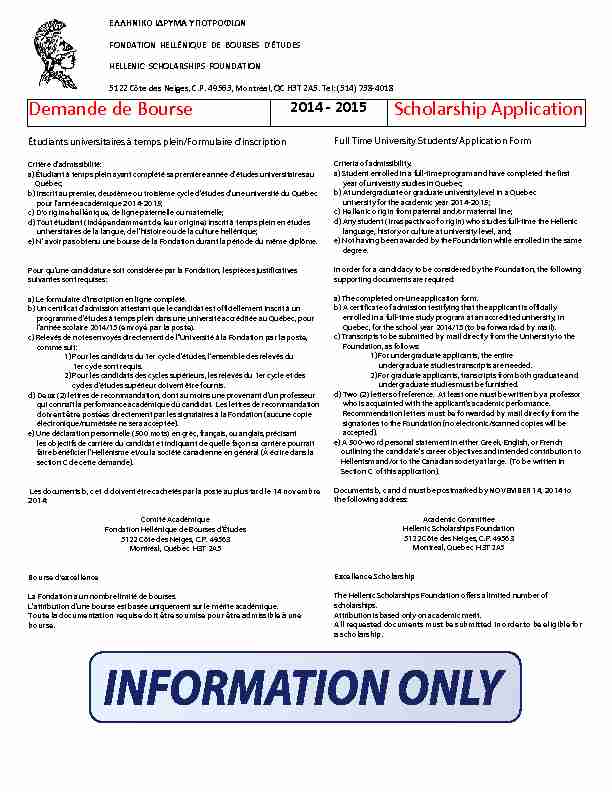 [PDF] HSF Applicant Scholarship Application Form
