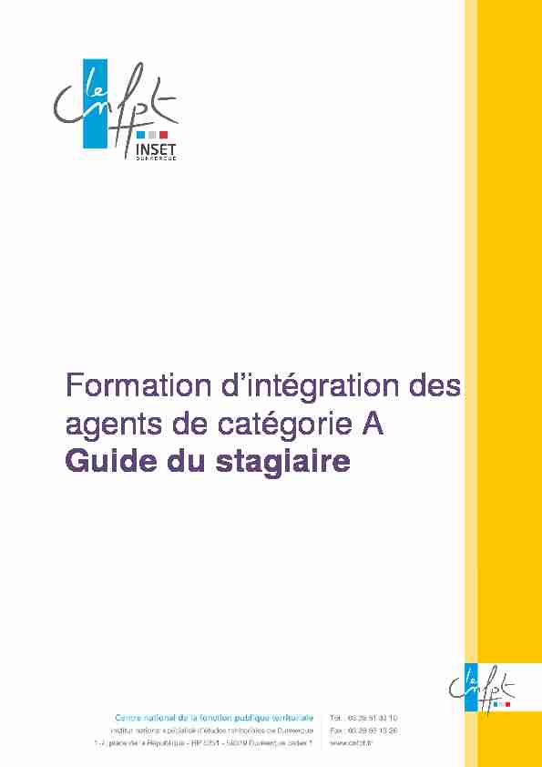[PDF] Guide du stagiaire 2013 - Le CNFPT