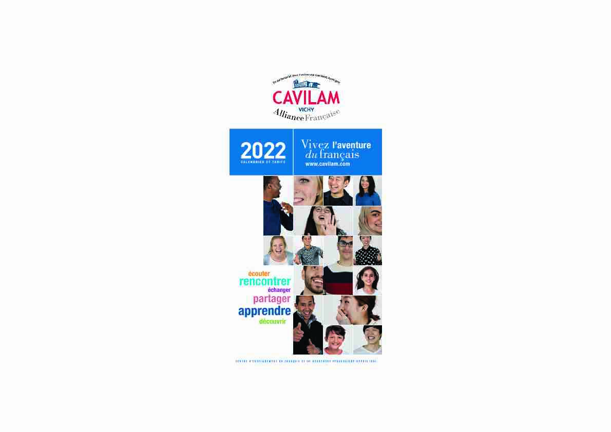 CAVILAM - Calendrier et Tarifs 2022