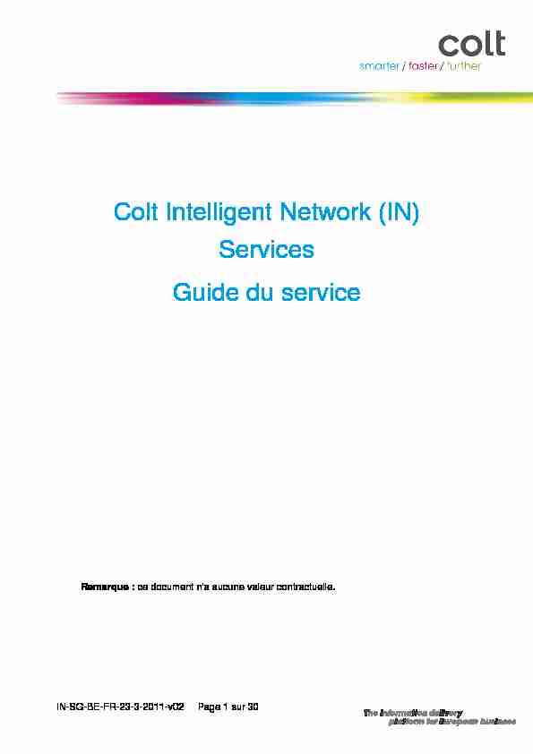 Colt Intelligent Network (IN) Services Guide du service