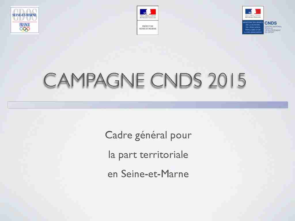 CAMPAGNE CNDS 2015 - Seine-et-Marne