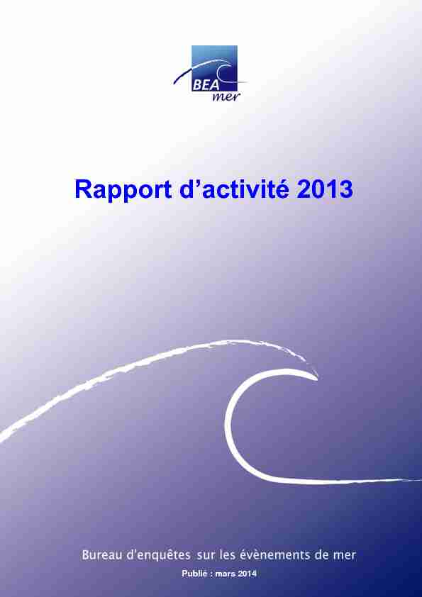Rapport dactivité 2013 - BEA Mer