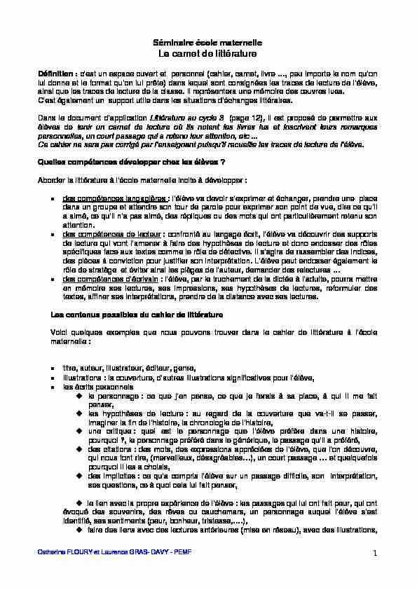 [PDF] Le carnet de littérature - Académie dAmiens