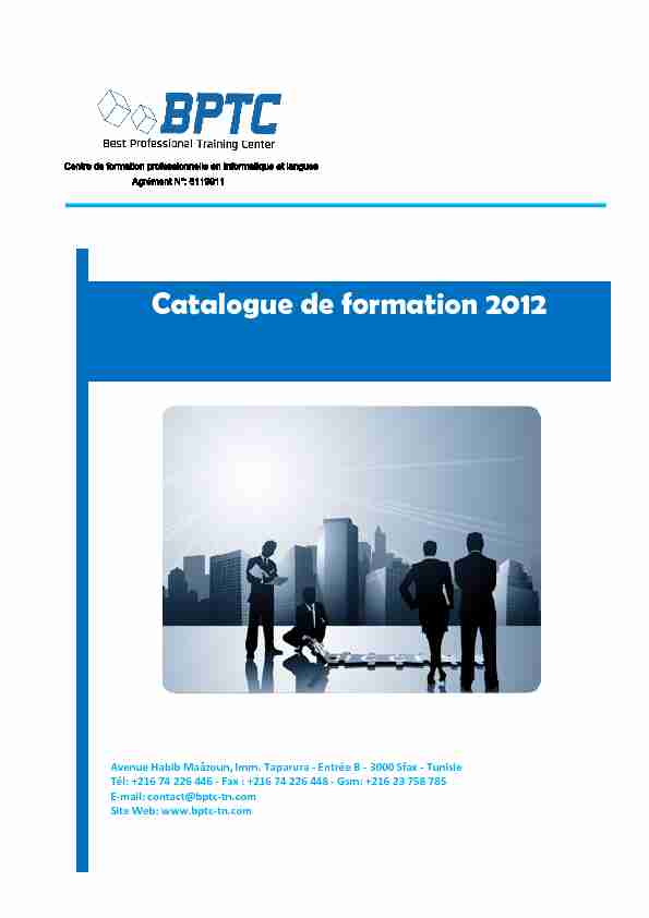 Catalogue de formation 2012