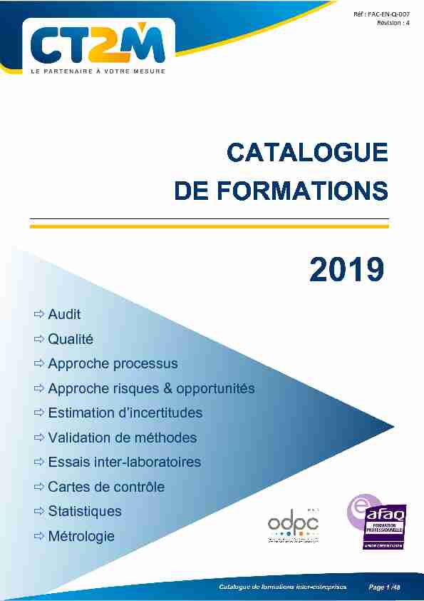 [PDF] CATALOGUE DE FORMATIONS - CT2M