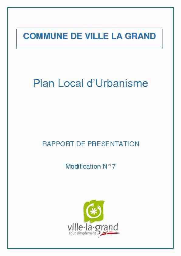 Plan Local d’Urbanisme - Ville-la-Grand