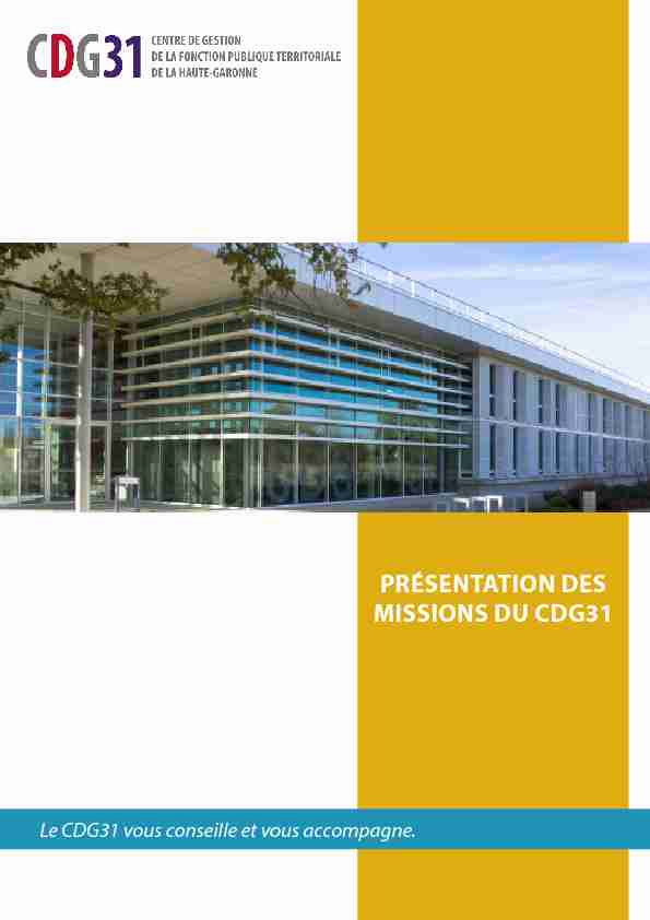 PRÉSENTATION DES MISSIONS DU CDG31