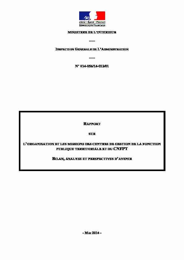 [PDF] IGA rapport organisation centres de gestion cnfpt