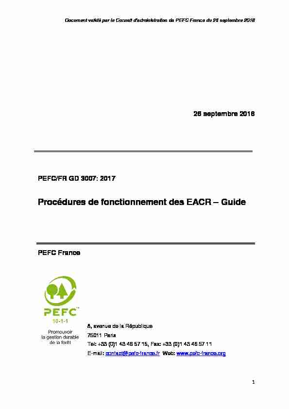 PEFC_FR GD 3007 2017 - Procédures de fonctionnement des