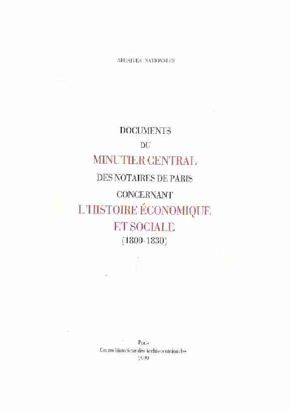 Documents du Minutier central des notaires de Paris concernant l