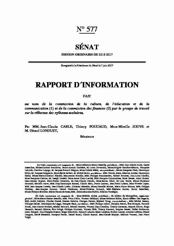 [PDF] Rapport rythmes scolaires - Sénat