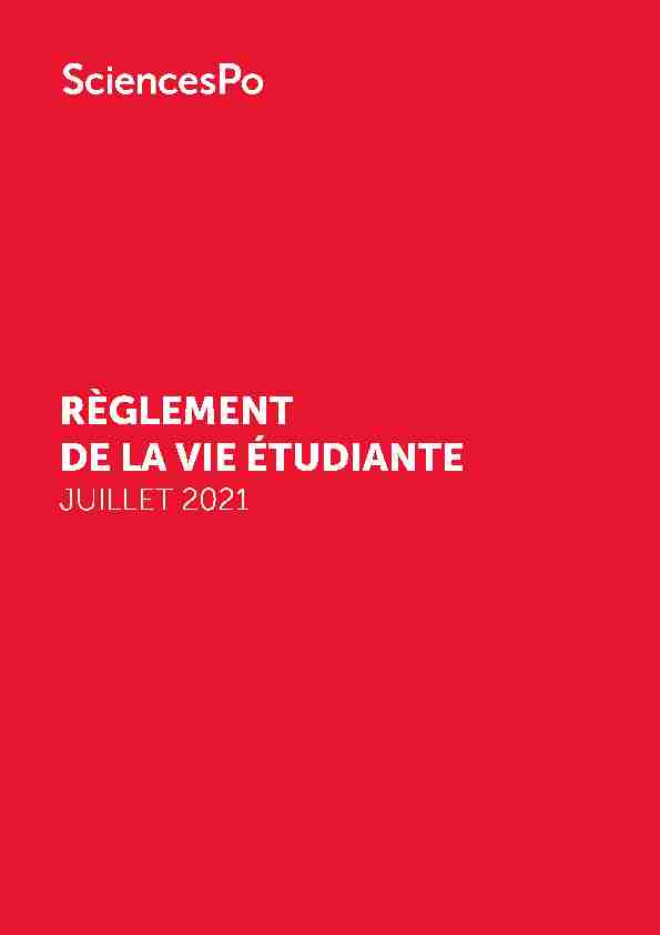 Règlement de la vie étudiante juillet 2021 - Paris