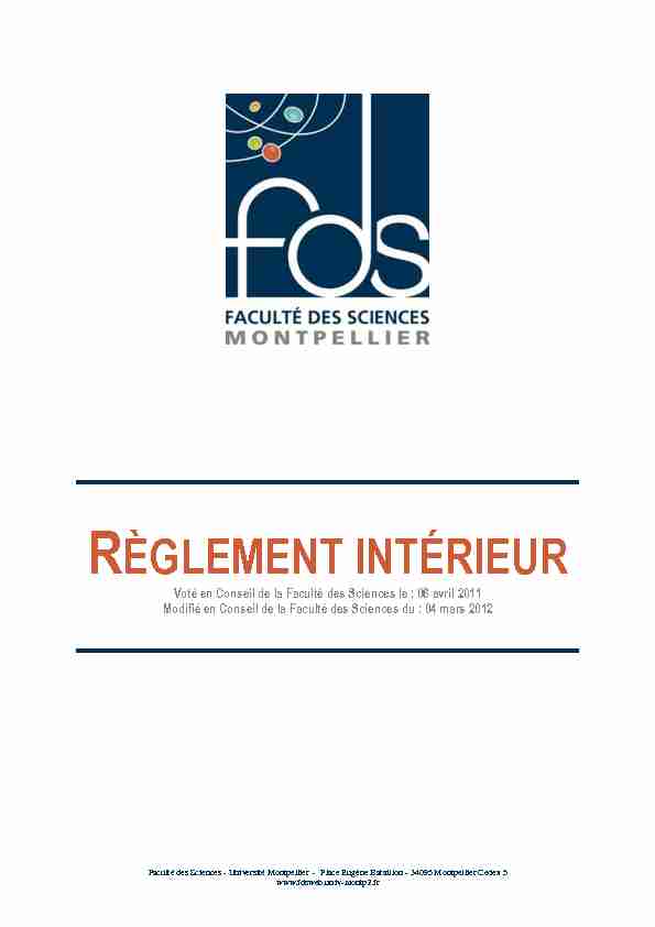 [PDF] règlement intérieur - Faculté des Sciences de Montpellier
