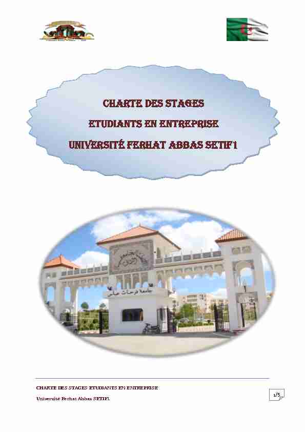 CHARTE DES STAGES ETUDIANTS EN ENTREPRISE Université