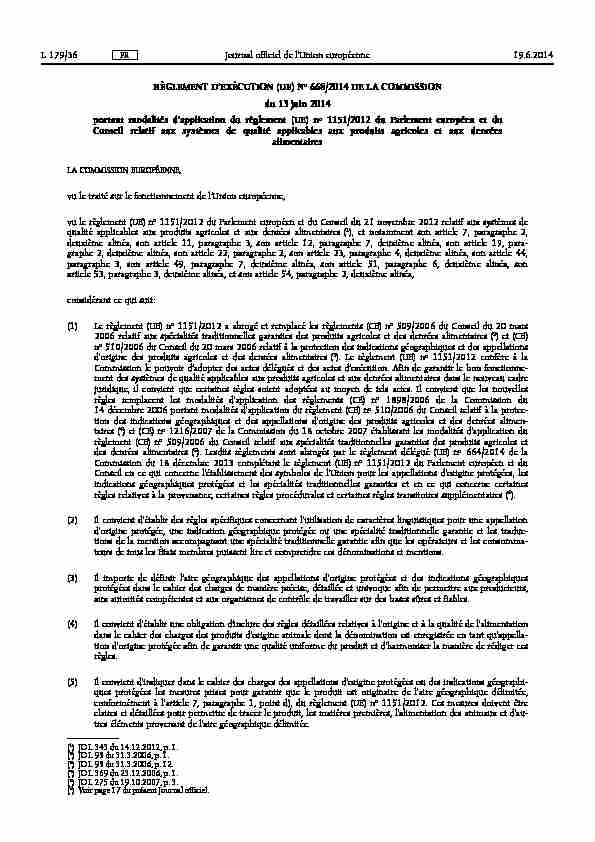 RÈGLEMENT DEXÉCUTION (UE) No 668/2014 DE LA COMMISSION