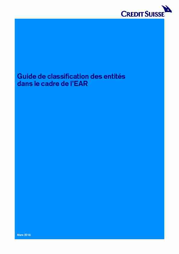 [PDF] Guide de classification des entités dans le cadre de l  - Credit Suisse