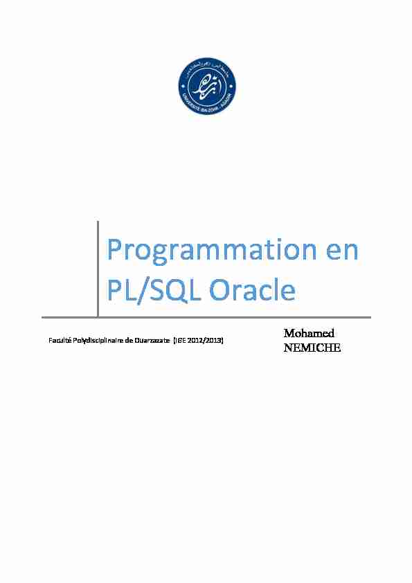Programmation en PL/SQL Oracle